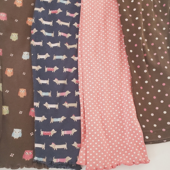 Bundle 4 Pair Gymboree 3T cotton leggings polka dot dog and owls - Picture 2 of 7